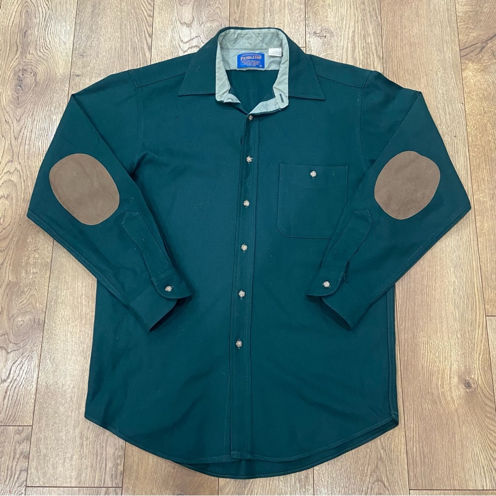 Vintage Men's Wool Button Up Leather Elbow Patch